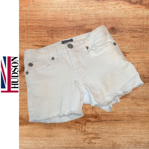 Hudson Jeans Kids Ava Denim Shorts White Girls Size 4 Toddler Adjustable Waist - Picture 1 of 12